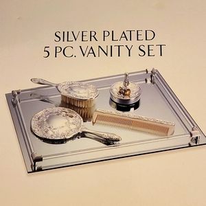 NIB silver vanity set